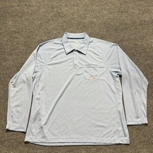 True Flies Mens‎ Polo Shirt Size 2XL Blue Pullover Casual Stretch Long Sleeve